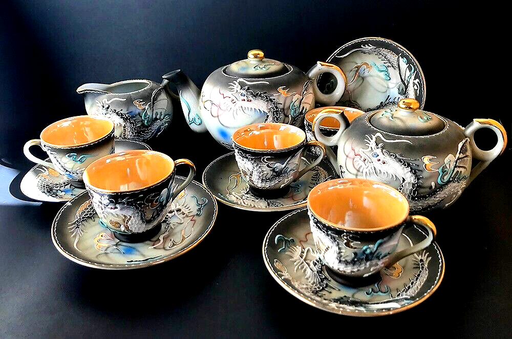 Antique Maruku Fine Porcelain Hand Painted Famous DRAGON WARE Tea