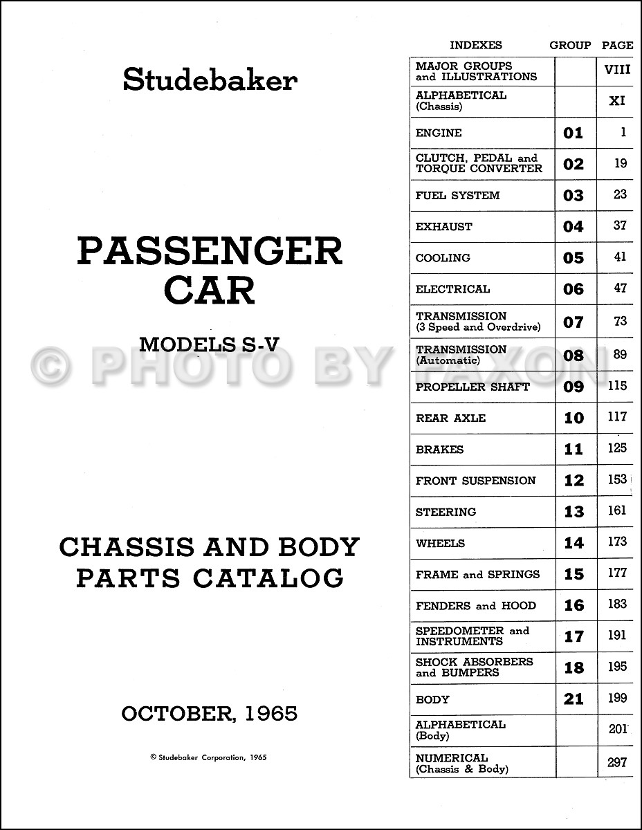 1965 1966 Studebaker Parts Book Catalog Commander Cruiser Daytona