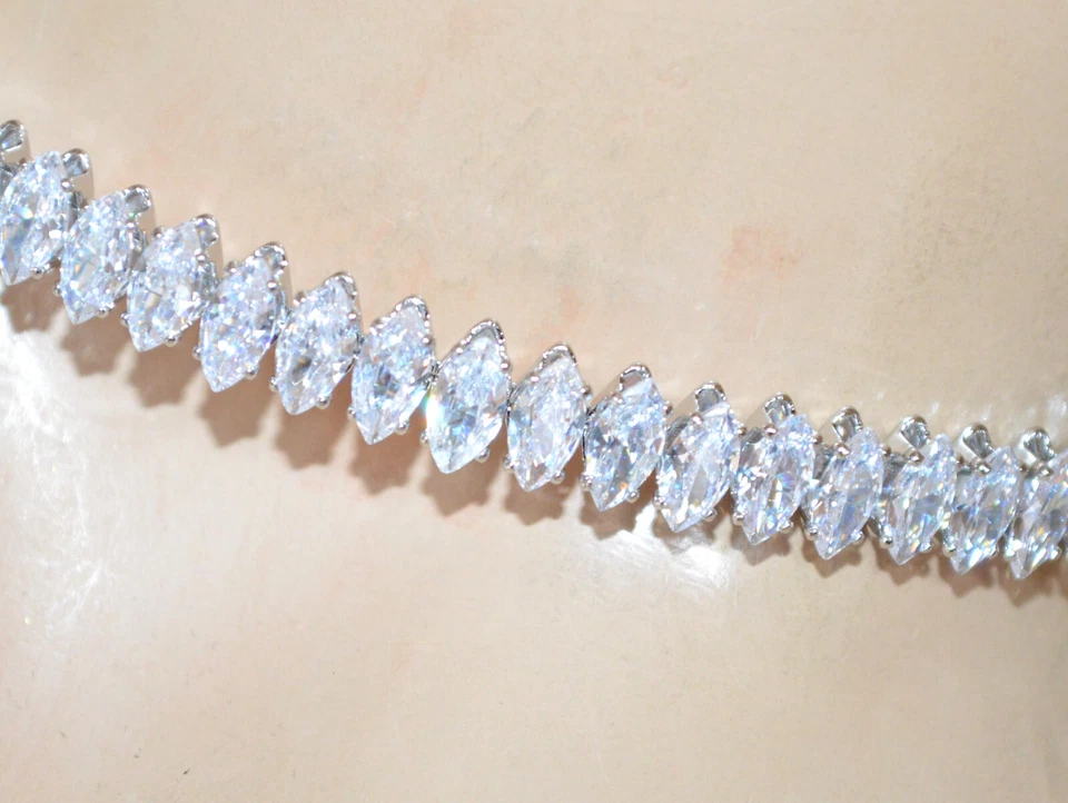 Collana argento donna collarino girocollo cristalli gocce strass collare UX22 - Immagine 3 di 4