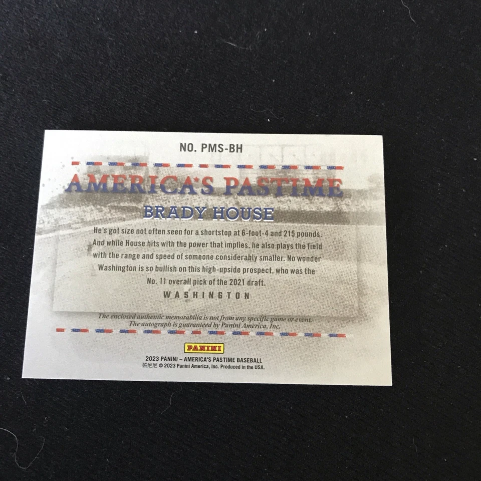BRADY HOUSE 2023 AMERICA'S PASTIME PATCH AUTOGRAPH AUTO 10/75 #pms-bh - Image 2 of 2