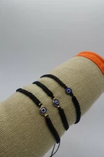 x3 black string kabbalah evil eye amulet bracelet macrame
