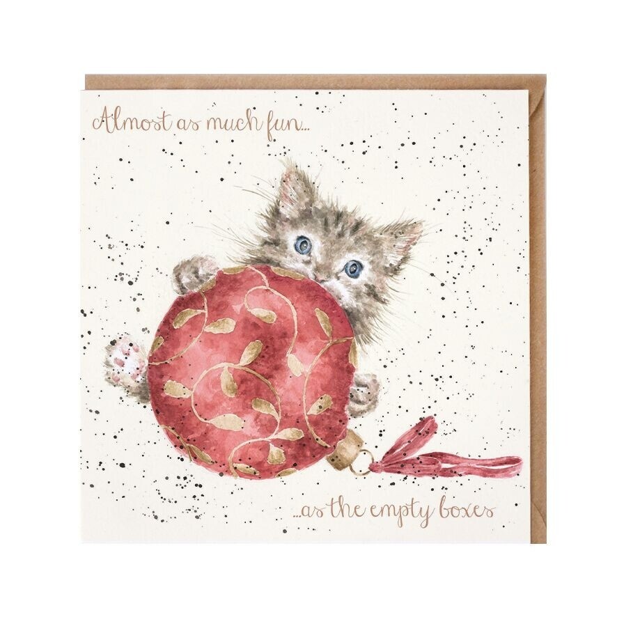 Playful Kitten Xmas Greeting Card – Christmas Boxes by Wrendale Designs