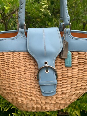 未使用級 黒 vintage coach old straw bag かごバッグ s-l400.jpg