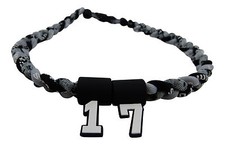 PICK YOUR NUMBER KIDS Gray Black Digital Camo Tornado Necklace Baseball Softball