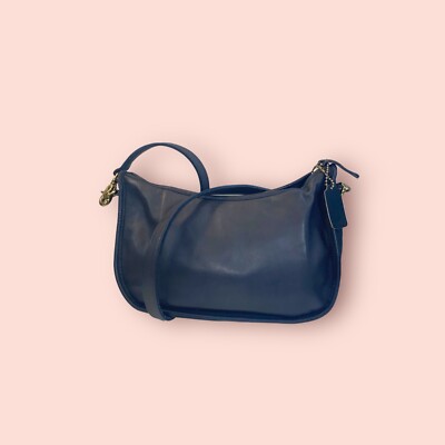 COACH Vintage Large Swinger Bag Luxury Designer Navy Blue Leather