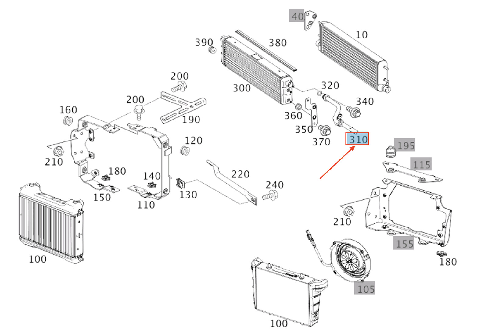 NEW MB G W463 AMG COOLER CONNECTING HOSE TO RADIATOR RIGHT 
