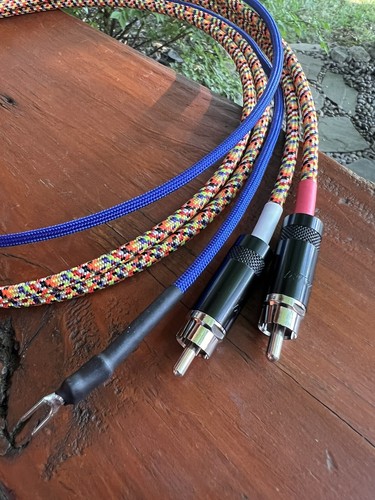 Audiophile Turntable Phono RCA Cables w/Ground Low Capacitance Interconnect 5 Ft - Picture 2 of 4