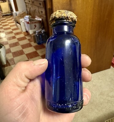 Deep Cobalt Blue Bromo Seltzer Bottle Emerson Baltimore MD Unlucky #13 1930s Cap