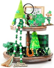 FAST SHIP St. Patricks Day Decor 4 Piece Set - Wooded Door Beads, 2 Signs, Plush