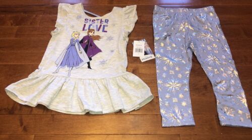 Frozen Sister Love Shirt Top & Capri Leggings Outfit Set New Size 5 - Picture 1 of 7