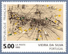 Timbre France 2835 Neuf** - Gravure réhaussée - M.H. Vieira da Silva - 1993