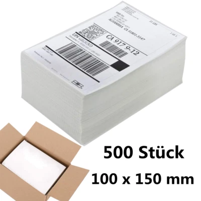 500 Stück Leporello Thermo Versand Etiketten 100 x 150 mm Selbstklebend 4x6" DHL