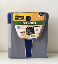 Five Star Tech Zipper Binder 1.5 Inch Gray Blue 13 X 11 inch NEW