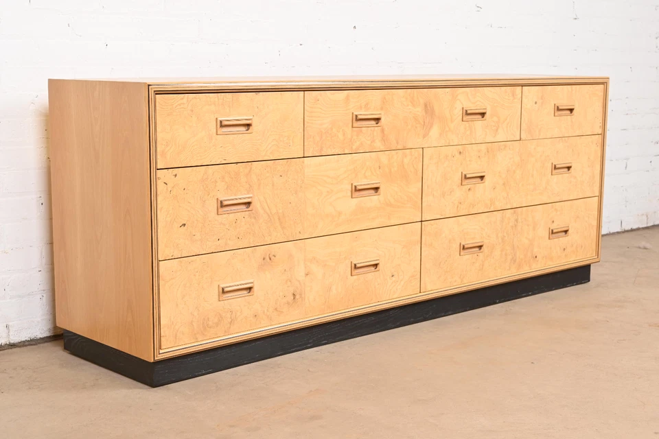 Milo Baughman Style Burl Wood Dresser or Credenza by Henredon - Image 3 of 4