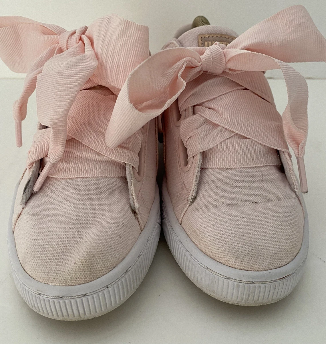 Pink puma trainers with ribbon laces Clearance