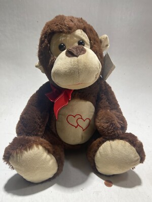 Dan Dee Monkey Chimp Brown Plush Stuffed Animal 2014 13.5'' Sitting