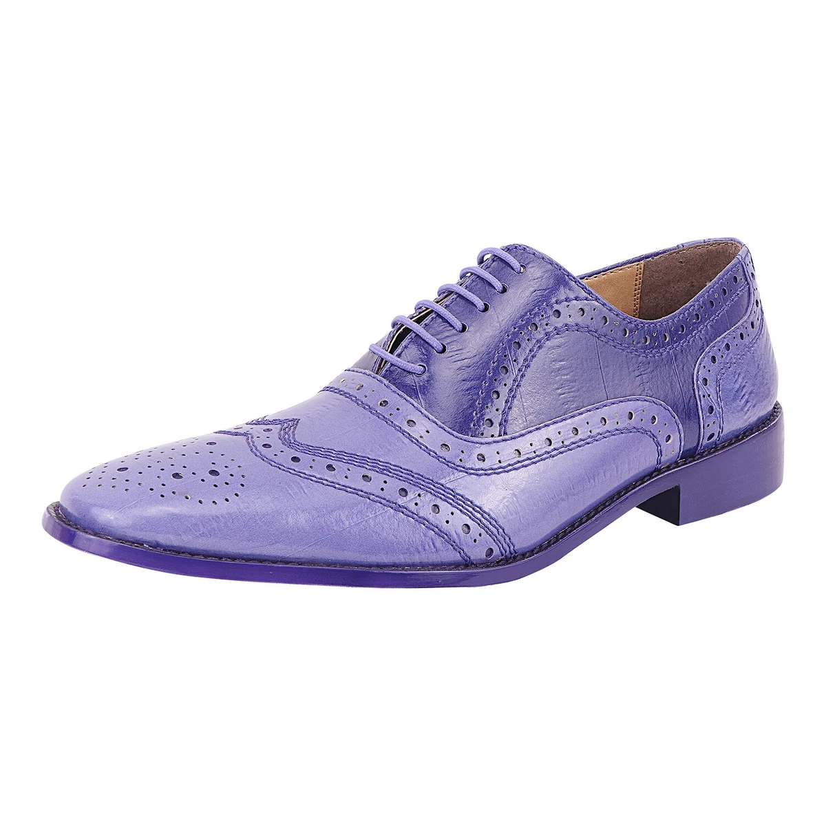 strapless open back dress Handmade Men's Purple Leather Fringe Loafers US 8 / Purple main image 1