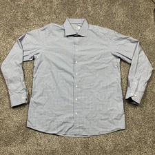 Eton Shirt Mens XXL Blue Geometric Button Up Dress Contemporary Twill 46 18