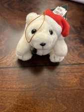 Vintage Coca Cola Christmas Plush Ornament 1993 Santa Polar Bear w/ Bottle Plush