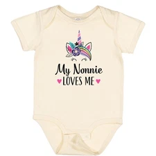 Inktastic My Nonnie Loves Me Unicorn Baby Bodysuit Childs Shower One-piece