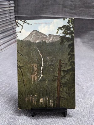 Vintage ''The Cascade, Glacier, B.C.'' Mountain Waterfall Postcard RPPC c1916