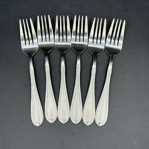 Pfaltzgraff Summerset Frost Stainless Flatware Set of 6 Salad Dessert Forks