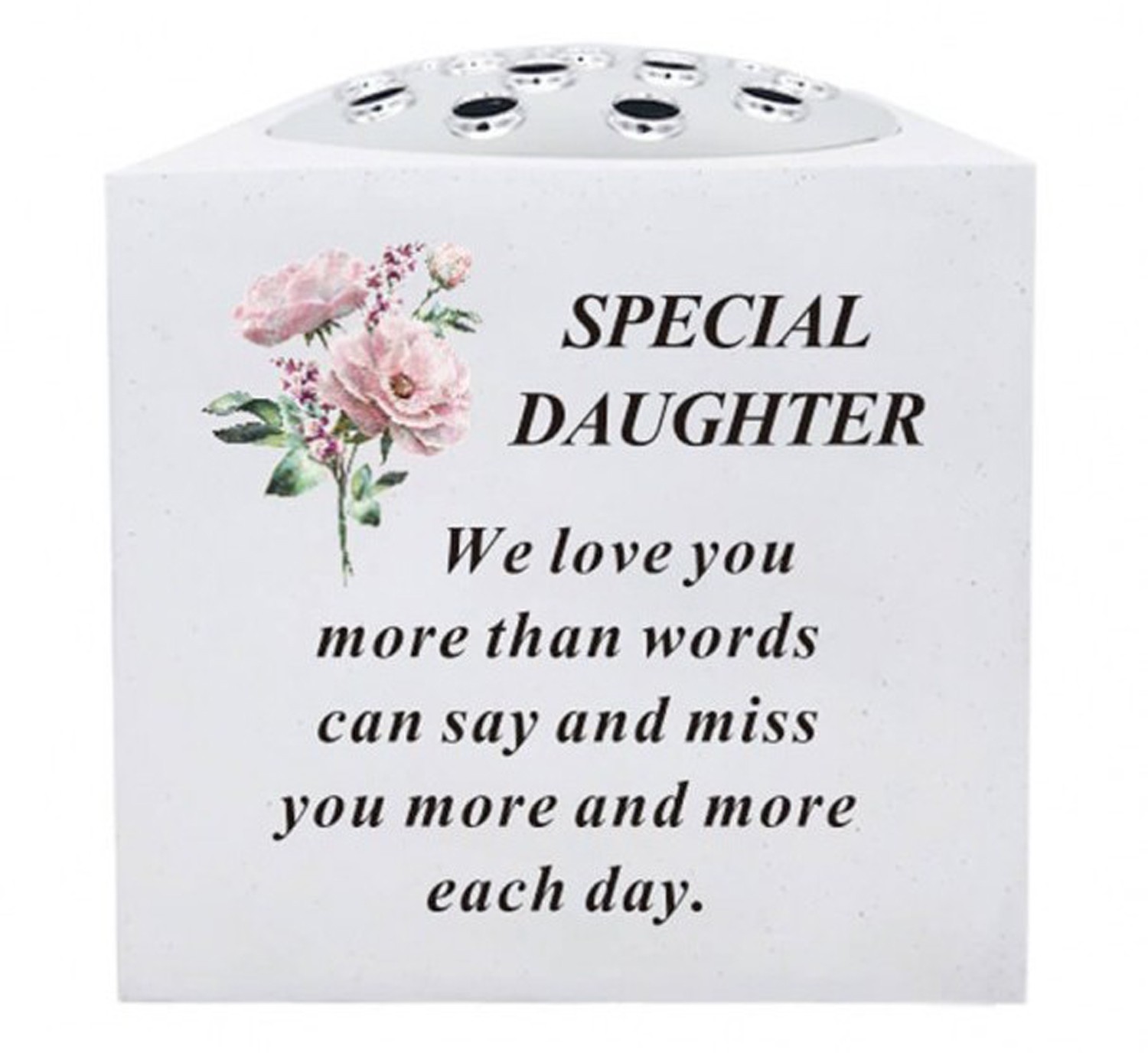 Daughter Memorial Flower Vase Rose Bowl Holder Pot Crem Graveside Garden Ornamen