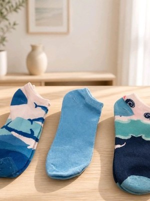 Women s Low-Cut Socks   Blue Mix (Pack of 3)