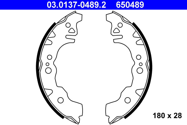 Rear ATE 03.0137-0489.2 Brake Shoe Set for DAIHATSU,SUBARU