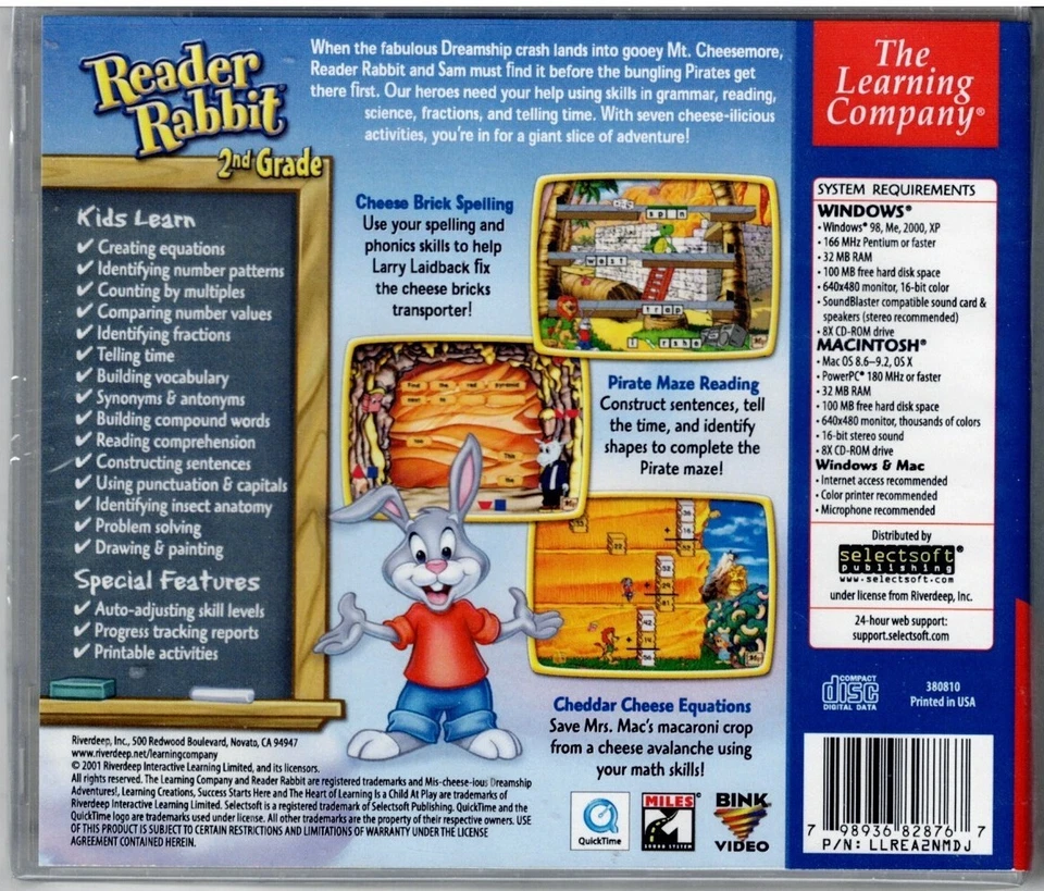 Reader Rabbit 2nd Grade Mis-cheese-ious Dreamship Adventures Ages 6-8 Pc New XP - Image 2 of 4