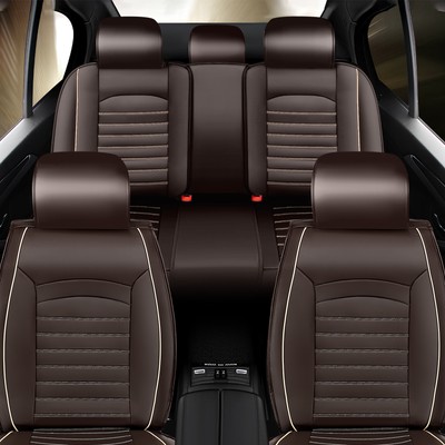 Full Set 5-Seat Leather Seat Covers For Toyota Cars - Front & Rear, Airbag Compatible