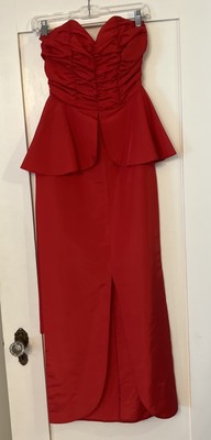 Roberta California Strapless Red 80s Cocktail Party Vintage Retro Dress Sz 5/6
