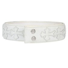 Chrome Hearts Cemetery Cross Patch Belt Strap - White / White NO BUCKLE 