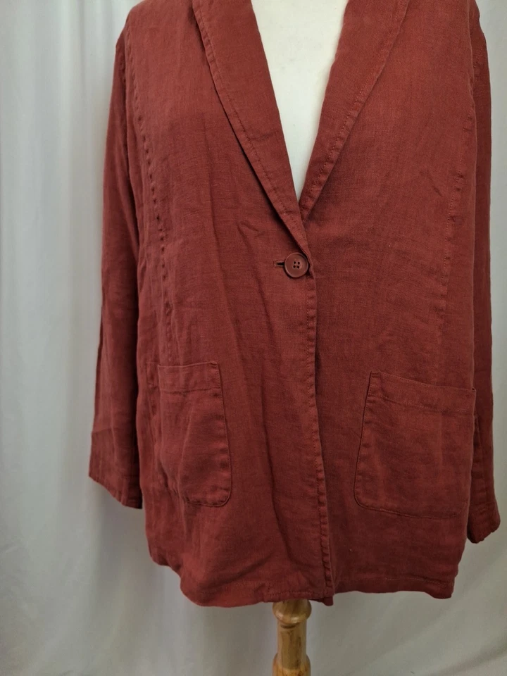 SEASALT Women's Coast Light Blazer Jacket Red Kelp Linen UK16 Casual E4317 - Image 3 of 4