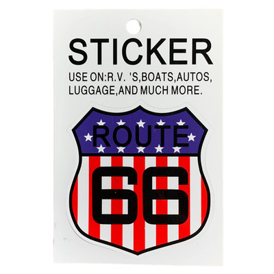 Route 66 USA Sticker - Vinyl Stars & Stipes Decal USA Theme Highway Sign 2-5/8''