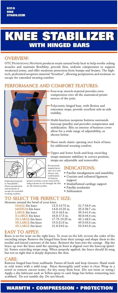 Champion/OTC Estabilizador de Rodilla, Barras con Bisagras, Neopreno, Negro, 3X-Grande Foto 4 de 4