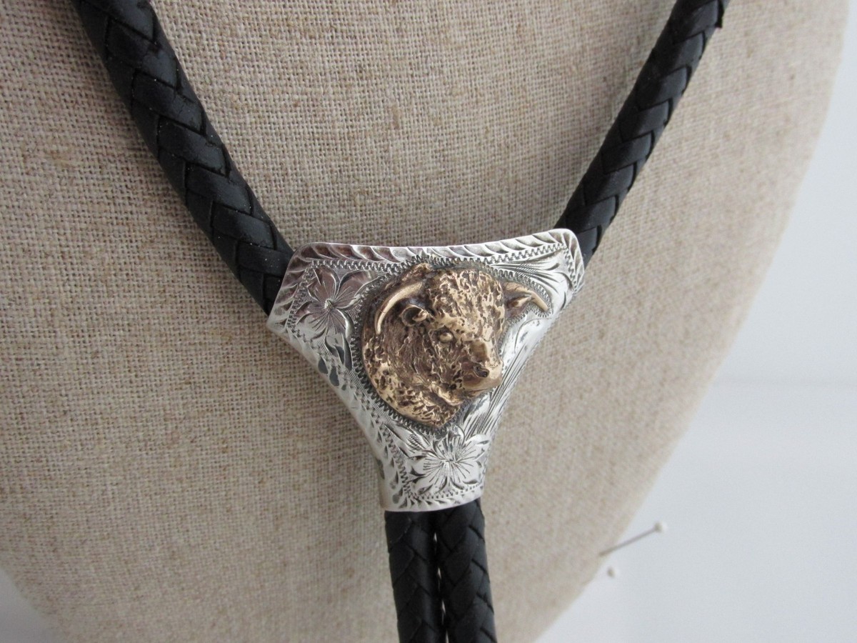 Victor Cedarstaff Handcrafted Bolo Tie Sterling Silver 10K Gold