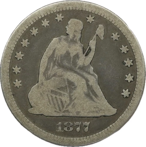 1877-CC 25c Seated Liberty Quarter - VG