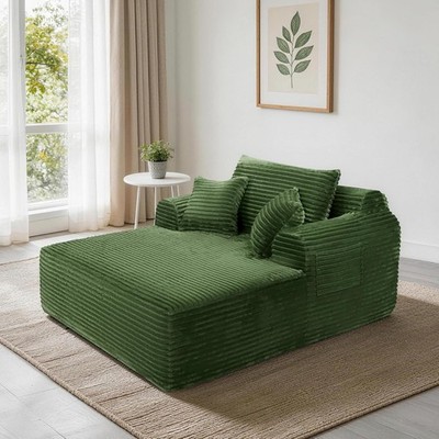 65'' Oversized Chaise Lounge Chair, Indoor Boneless Lounge Chair with 3 Pillows