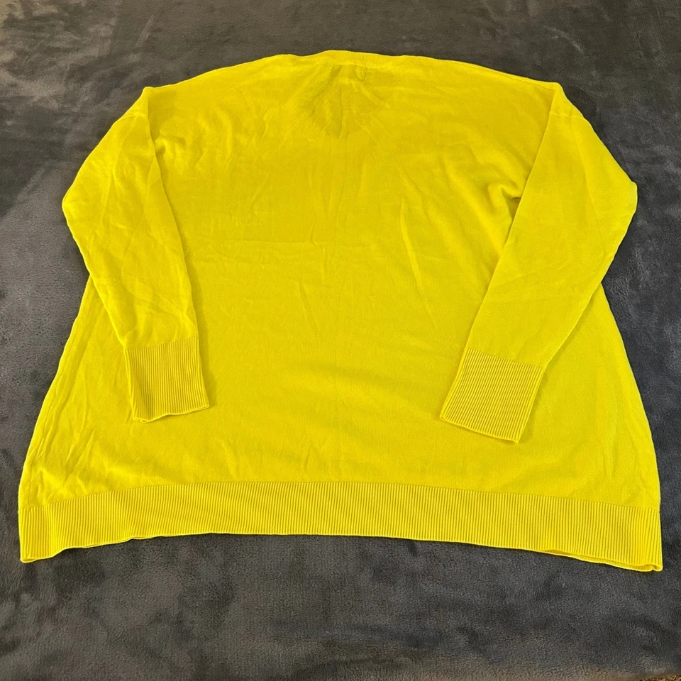 Suéter DG2 Diane Gilman Amarillo Cuello en V Acanalado Manga Larga Tejido Mujer Mediano Foto 3 de 4