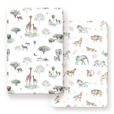 Stretchy Ultra Soft Jersey Knit Fitted Pack n Play Sheets Set 2 Pack, Portabl...