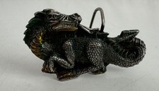 Vintage 1984 Solid Brass Multi-Color 3 Dragon H1422 3D Belt Buckle