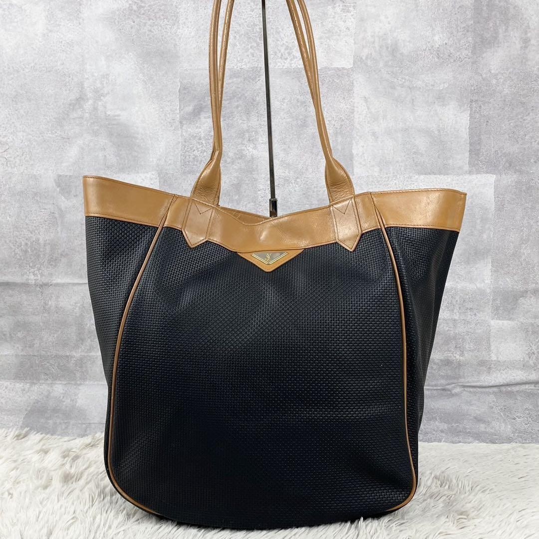 Disponibile taglia A4 bellissima borsa tote Yves Saint Laurent in pelle logo ecc