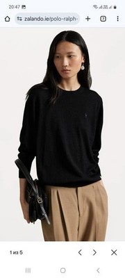 Women Polo Ralph Lauren Sweater Black Wool 36 / S