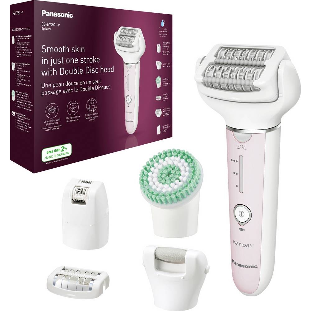 Épilateur Panasonic ES-EY80 blanc et rose pour une épilation sans fil efficace