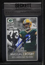 BAS 2015 Green Bay Packers Police Mason Crosby #19 Seal of Authenticity Auto 3c7