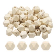 50pcs 16mm Wooden Color Geometric Wood Beads 3.6mm Large Hole for Jewelry Making