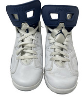 Air Jordan Nike 6 Midnight Navy White Leather 5.5 Youth 384664-141 EUC