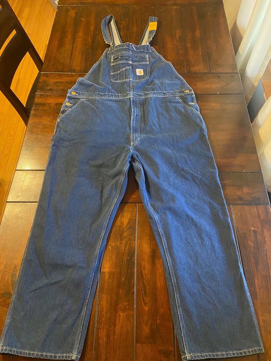 Carhartt Denim Bib Overall Loose Fit Blue Mens 48x32 NWT Model
