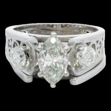 Lady's Diamond Wedding Set 3 Diamonds 1.22 Carat T.W. 14K White Gold B05022065 